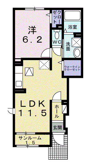 プルミエール 吉浜Ⅱ(1LDK/1階)の間取り写真
