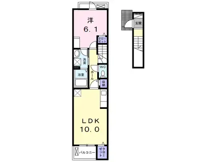 ブリエメゾン(1LDK/2階)の間取り写真