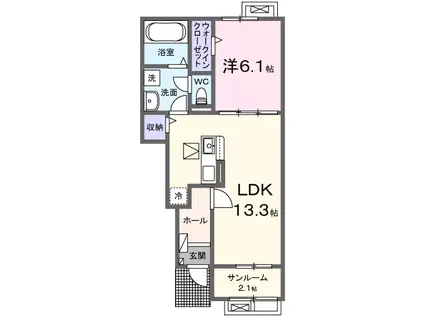 アレーズⅡ(1LDK/1階)の間取り写真