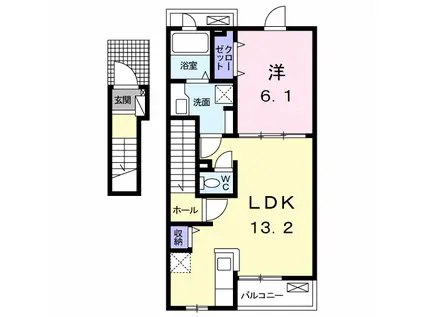 Nリシェス羽塚(1LDK/2階)の間取り写真