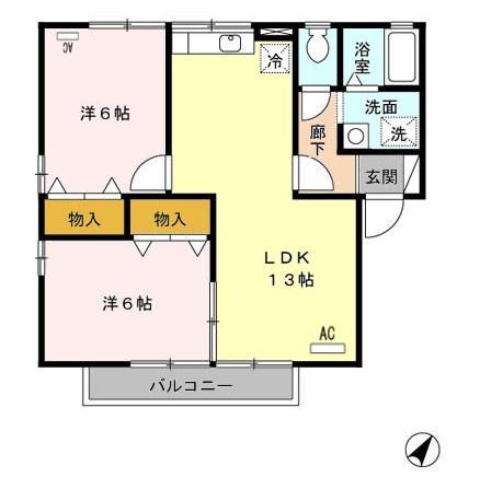 サンビレッジ(2LDK/2階)の間取り写真