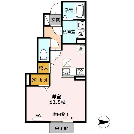 アモーレ西尾(ワンルーム/1階)の間取り写真