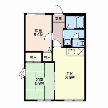 アペックスセフィラ(2DK/1階)の間取り写真