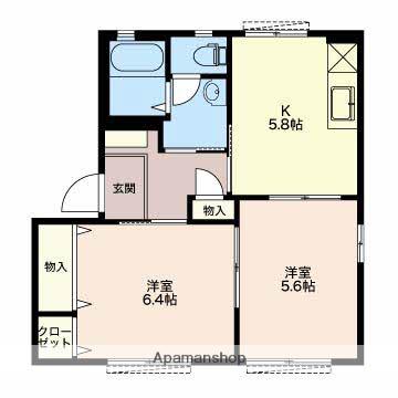 メ・ステッソB(2K/1階)の間取り写真