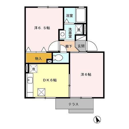 ジュネス相生B(2DK/1階)の間取り写真