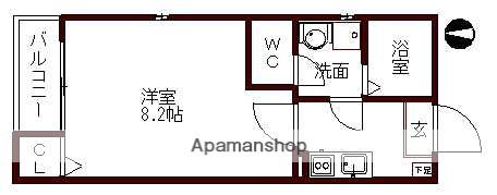 クレフラスト鶴里(1K/2階)の間取り写真