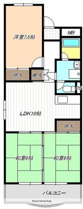 油屋ハイツ中野(3LDK/4階)の間取り写真