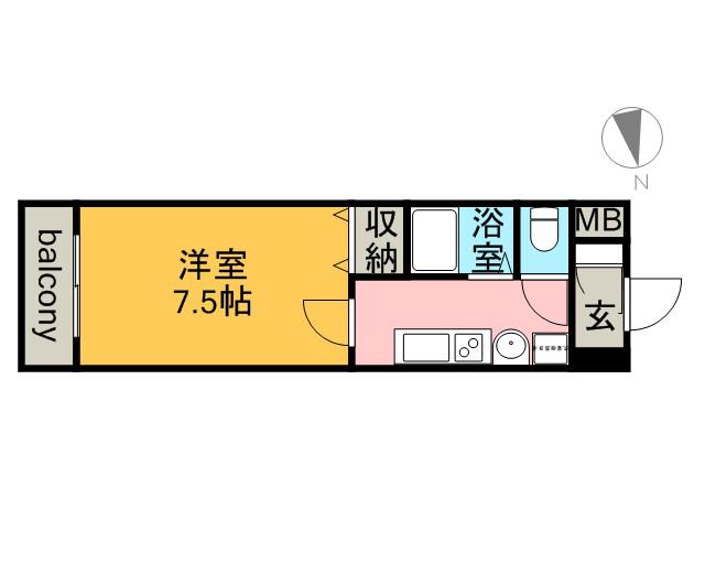 セントラルハイツ明野(1K/8階)の間取り写真