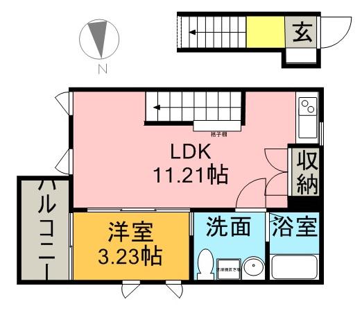 RAYURES(1LDK/2階)の間取り写真