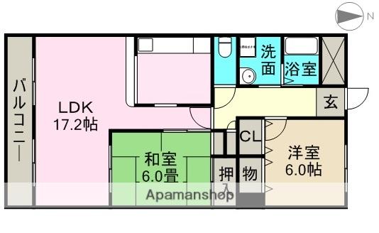 ミクニハイツⅡ(2LDK/7階)の間取り写真