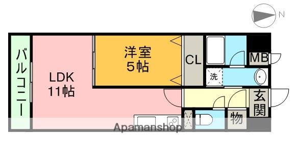 AS ONE(1LDK/3階)の間取り写真