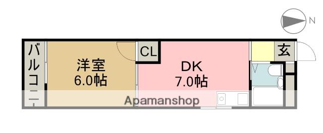 アベニュー服部(1DK/3階)の間取り写真