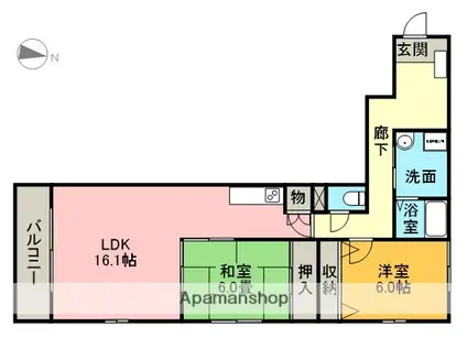 シティガーデン小碓(2LDK/4階)の間取り写真