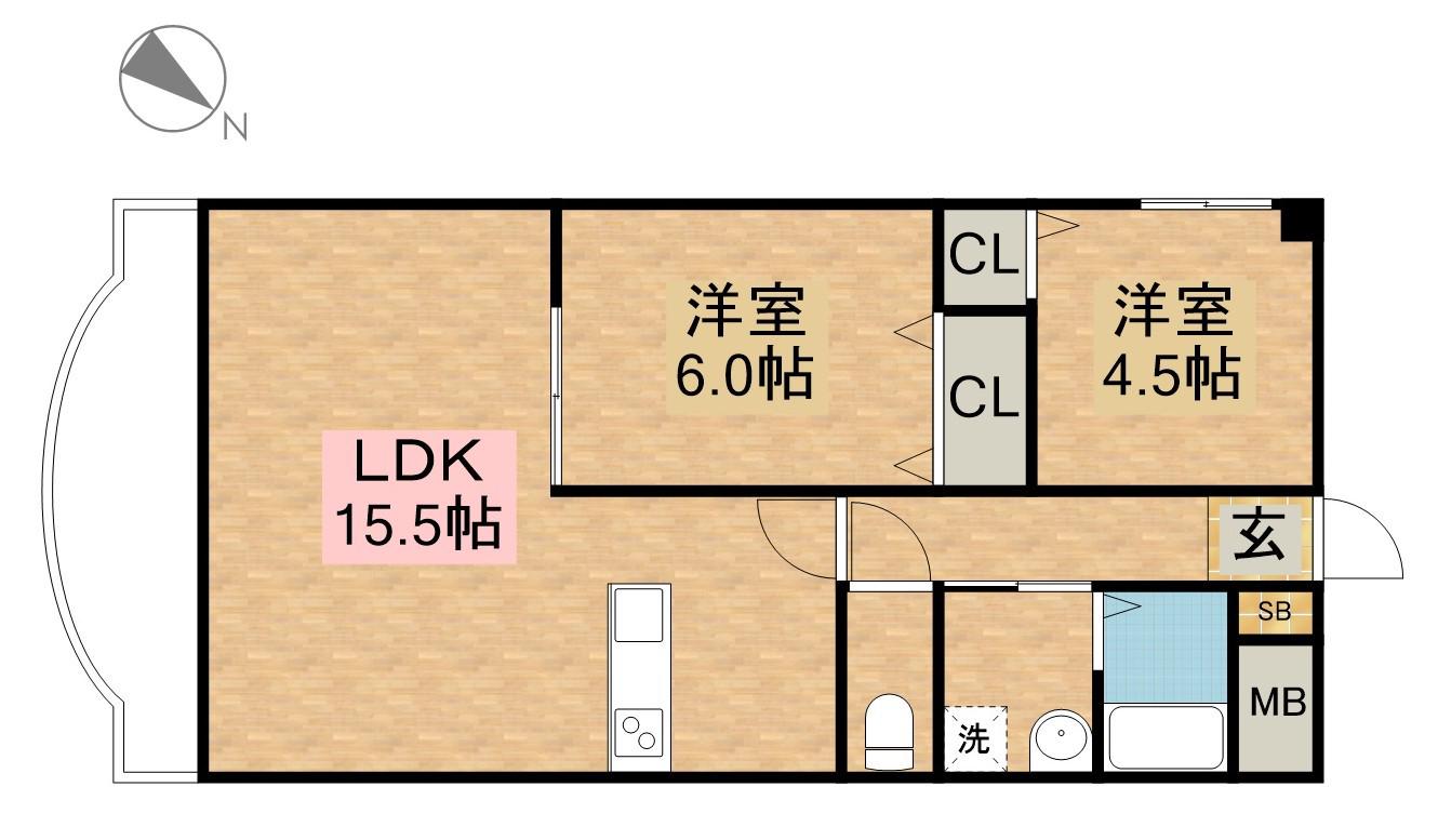 伊藤ハイツ(2LDK/5階)の間取り写真