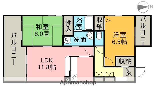 シティガーデン善進本町(2LDK/5階)の間取り写真