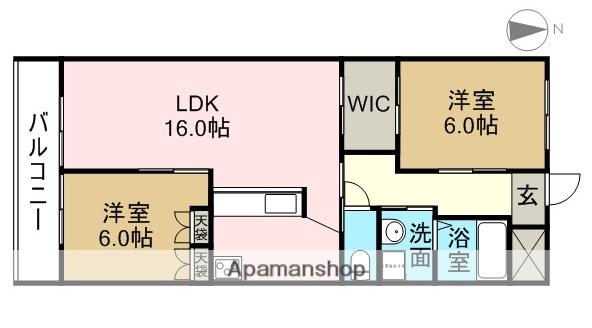 丸二サンハイツ(2LDK/3階)の間取り写真