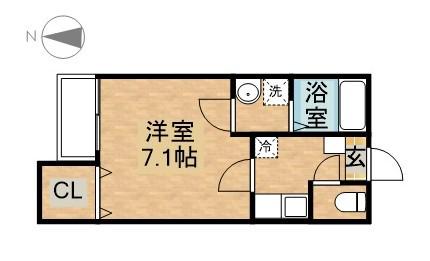 プリマヴェーラ鳴浜(1K/1階)の間取り写真