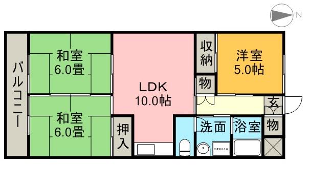 明正雅ハイツ(3LDK/2階)の間取り写真