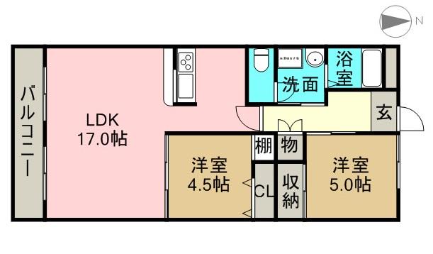 明正雅ハイツ(2LDK/3階)の間取り写真