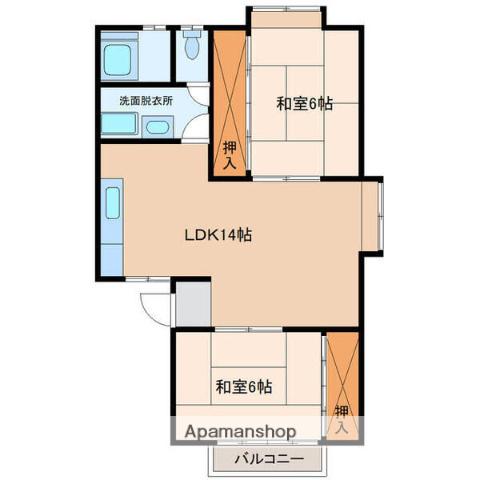 コーポ加藤(2LDK/1階)の間取り写真