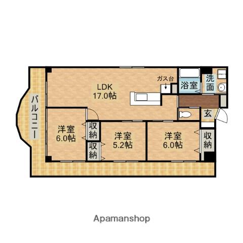 サンハイツヒロ(3LDK/5階)の間取り写真