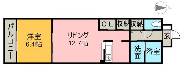 ドウェル当知(1LDK/3階)の間取り写真