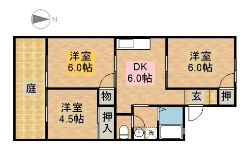 アネックス1(3DK/1階)の間取り写真