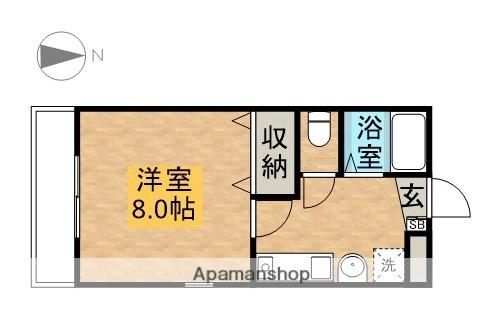 シャトーヤマダ(1K/2階)の間取り写真