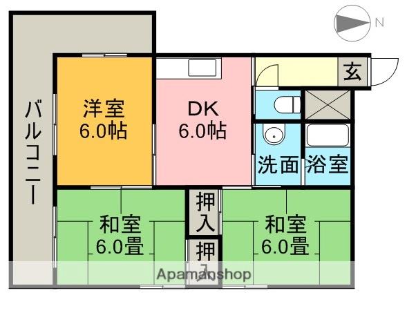 コーポやすり苑(3DK/3階)の間取り写真