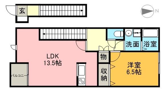 プラネットⅠ(1LDK/2階)の間取り写真