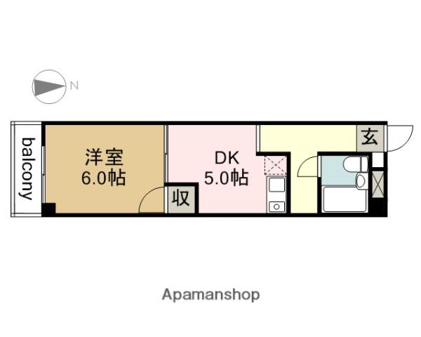 シーズンコート川間(1DK/2階)の間取り写真