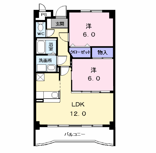 ルピナス・イースト(2LDK/2階)の間取り写真