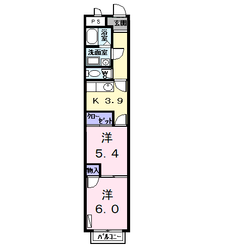 ローバスト(2K/1階)の間取り写真