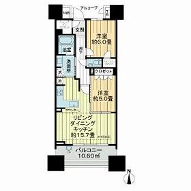 プラウド金山(2LDK/11階)の間取り写真