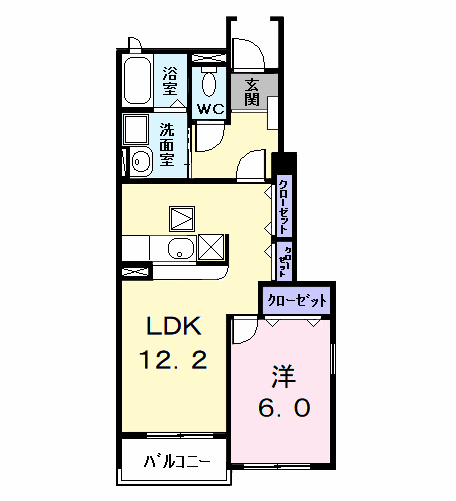 スタディオ(1LDK/1階)の間取り写真