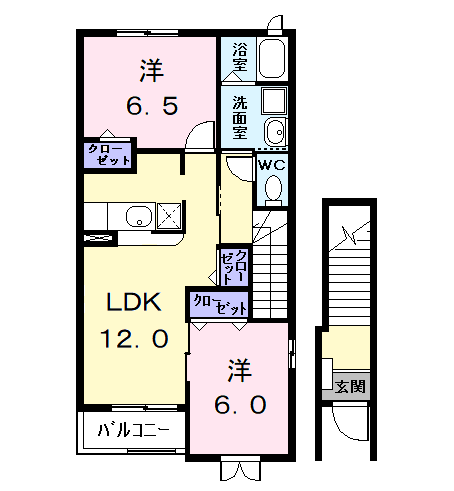 サンロードⅡ(2LDK/2階)の間取り写真