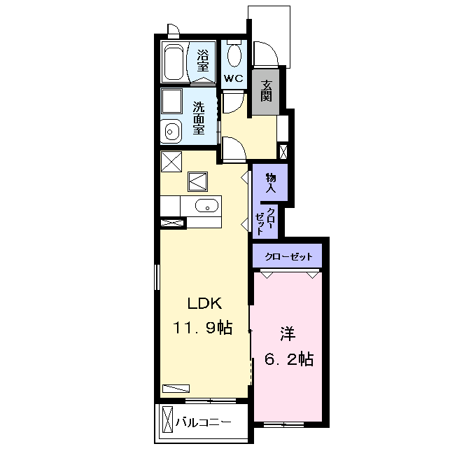 セントヴィラⅠ(1LDK/1階)の間取り写真