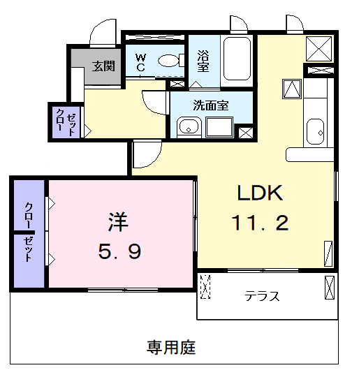 ポラリス(1LDK/1階)の間取り写真