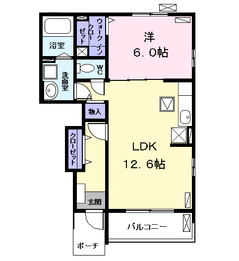 メゾンフクタ Ⅰ(1LDK/1階)の間取り写真