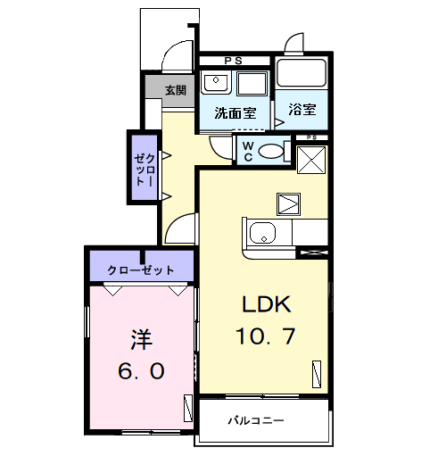 ソレイユⅥ(1LDK/1階)の間取り写真