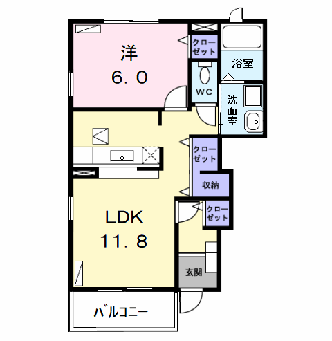 グレースヴィラⅠ(1LDK/1階)の間取り写真