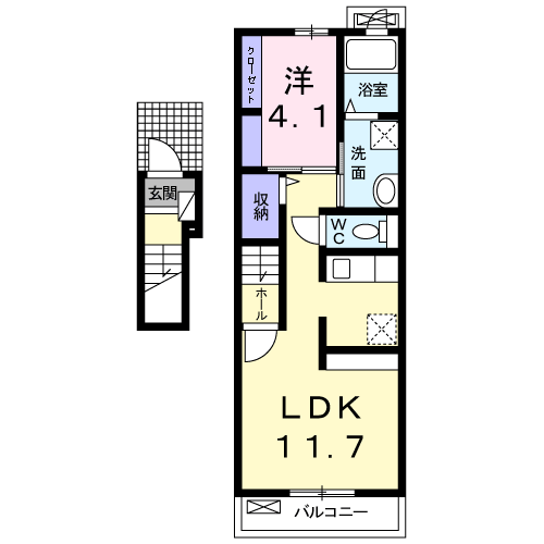ロベリア(1LDK/2階)の間取り写真
