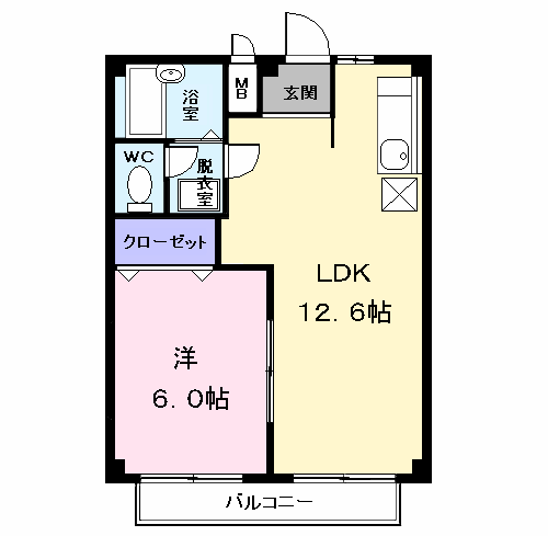 シティハイツ野間(1LDK/2階)の間取り写真