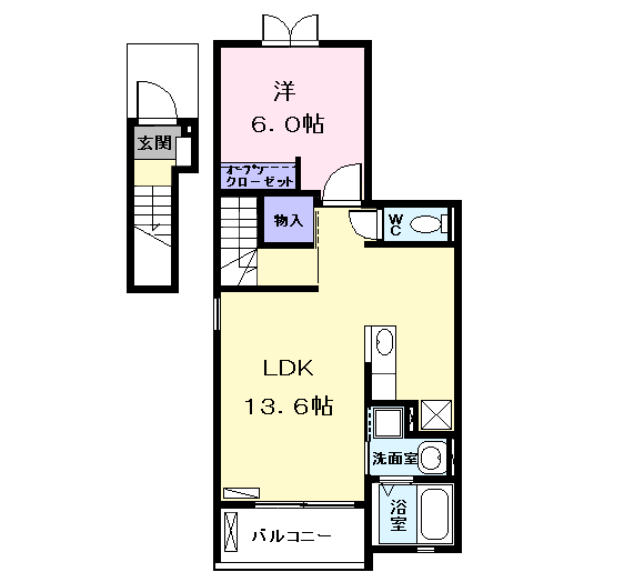 アルバーダⅡ(1LDK/2階)の間取り写真