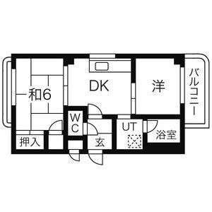 トレンツマンション(2DK/1階)の間取り写真