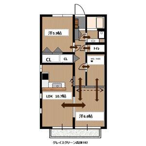 グレイスグリーン高畑(2LDK/1階)の間取り写真