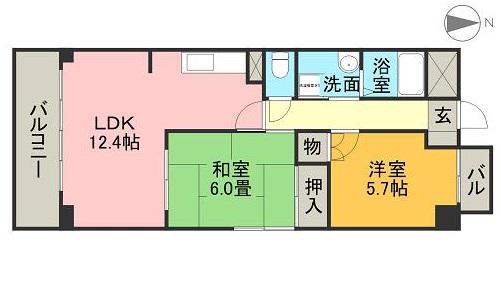 リバティビルディング(2LDK/6階)の間取り写真