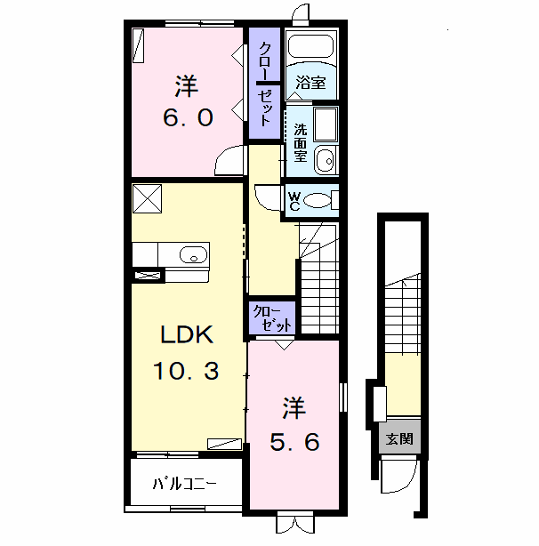 サンロードⅢ(2LDK/2階)の間取り写真
