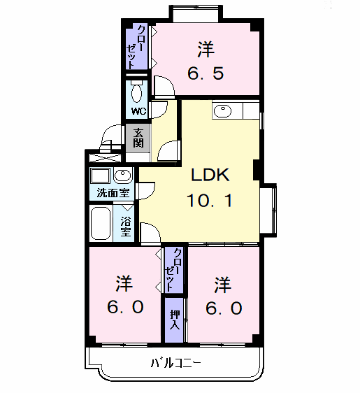 セントラルハイツ(3LDK/2階)の間取り写真