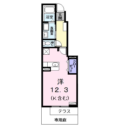 カフェオーレBANⅠ(ワンルーム/1階)の間取り写真